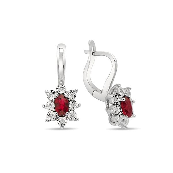 0,06 Karat Pırlantalı Yakut Anturaj Küpe