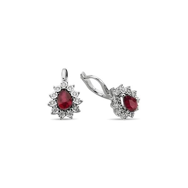 0,24 Karat Pırlantalı Yakut Taşlı Küpe