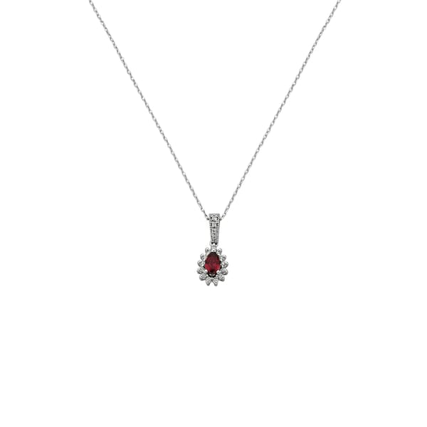 0,36 Karat Pırlantalı Yakut Damla Taşlı Kolye