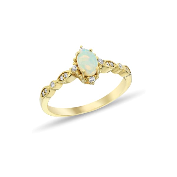 0,62 Karat Pırlantalı Opal Taşlı Vintage Yüzük