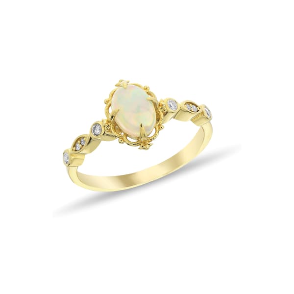 1.11 Karat Pırlantalı Opal Taşlı Vintage Yüzük