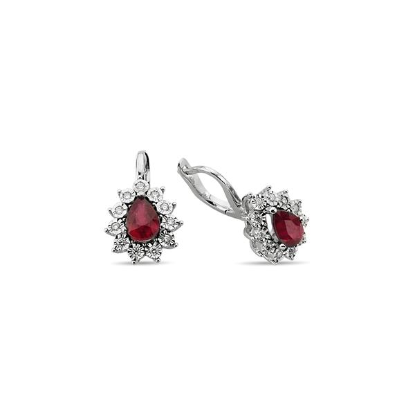 0,24 Karat Pırlantalı Yakut Taşlı Küpe