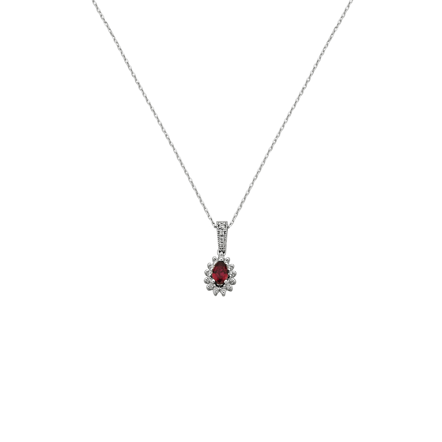 0,36 Karat Pırlantalı Yakut Damla Taşlı Kolye