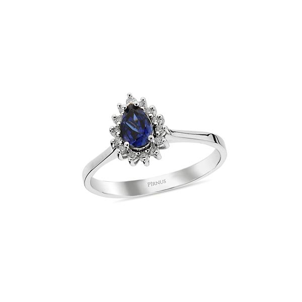 0,68 Karat Pırlanta Safir Damla Yüzük
